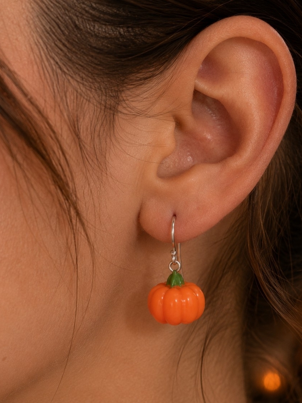 Orange Pumpkin Dangle Drop Earrings New